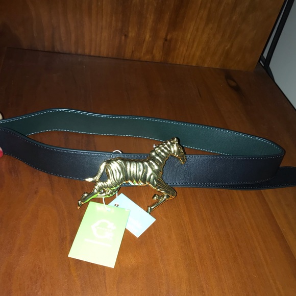 🎁LEATHER BELT🎁reversible with Zebra buckle SMALL - Picture 2 of 6